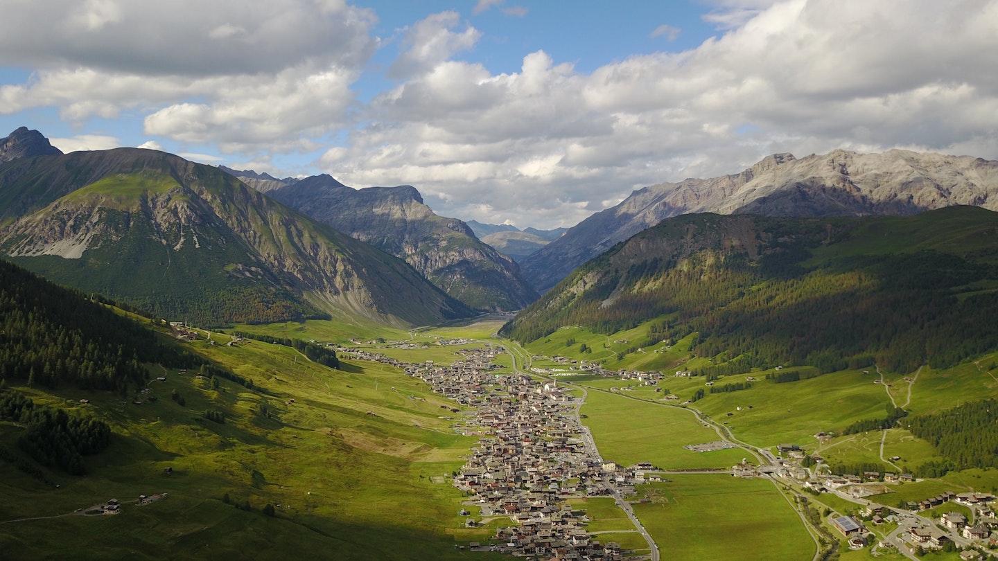 panorama picture of the valley of Livigno, Italy